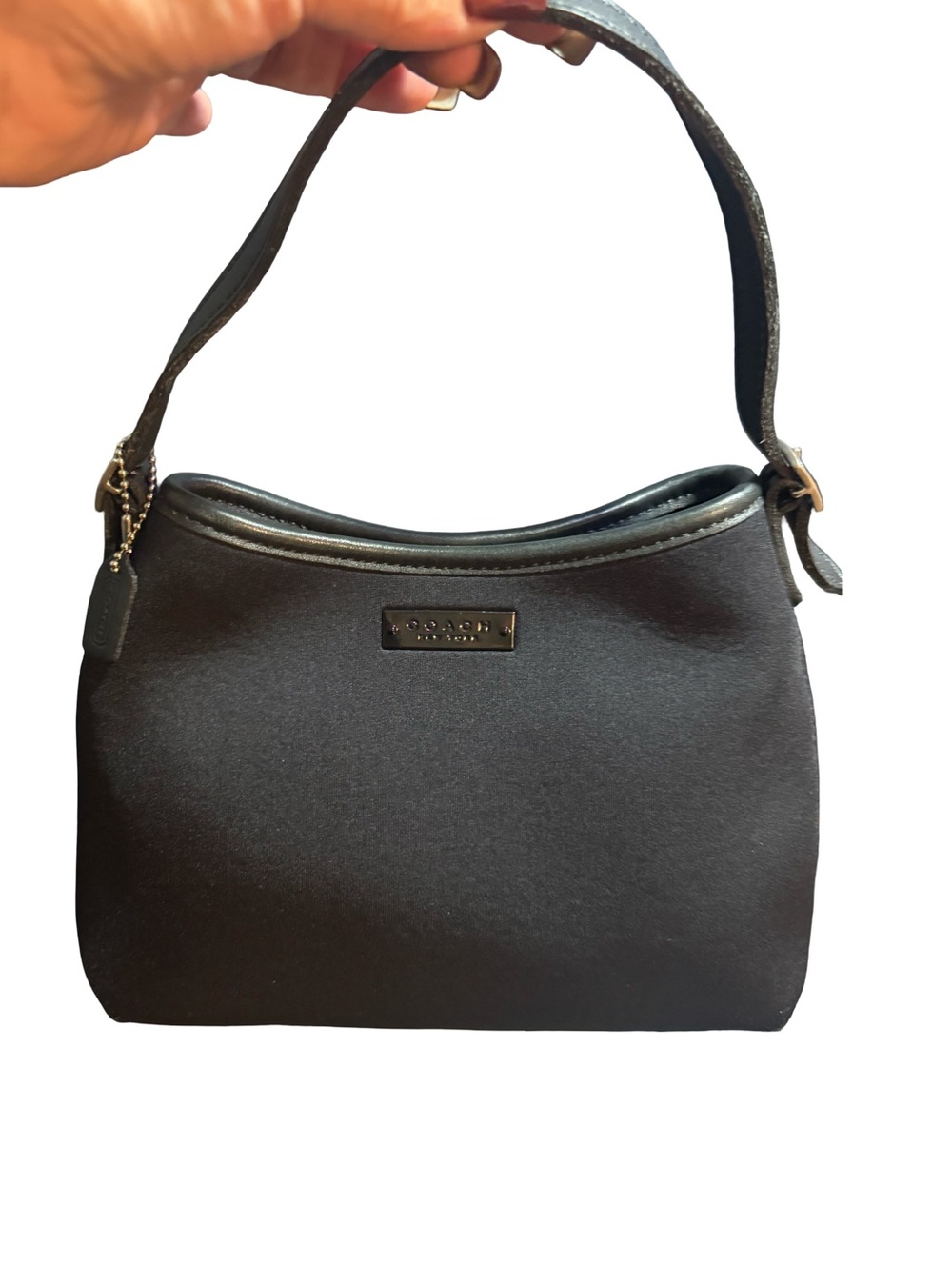 Coach Black Shoulder Bag with Leather Trim